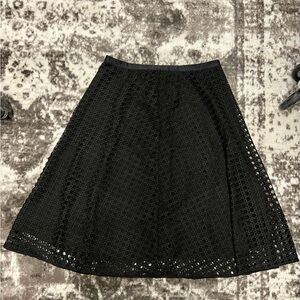 Chic Black Eyelet A-Line Skirt